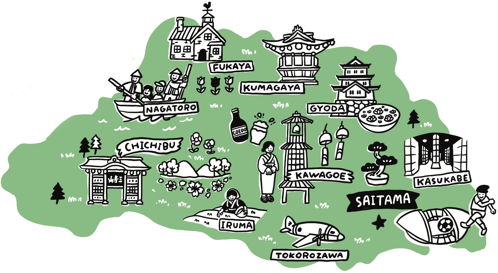 Saitama Illustration Map